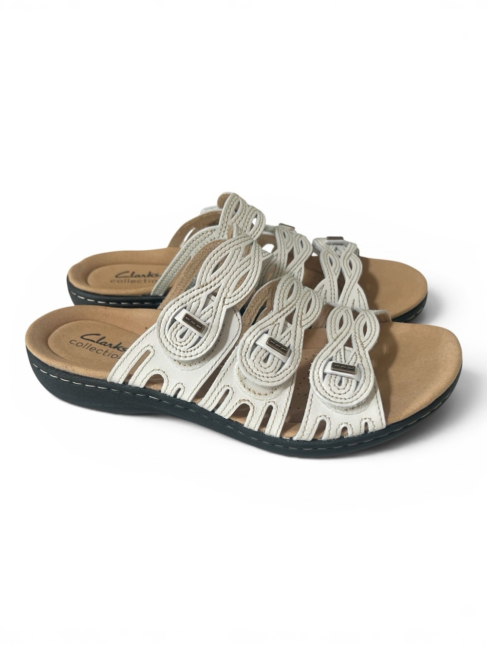 NWOT Clarks Collection Women's White Comfort Slide Laurieann Ruby size 8.5